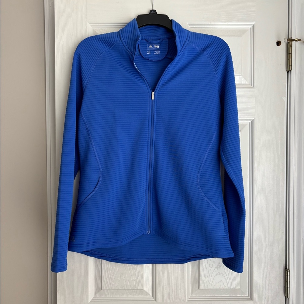 adidas Women's Vibrant Blue Zip-Up Jacket - Picture 1 of 2